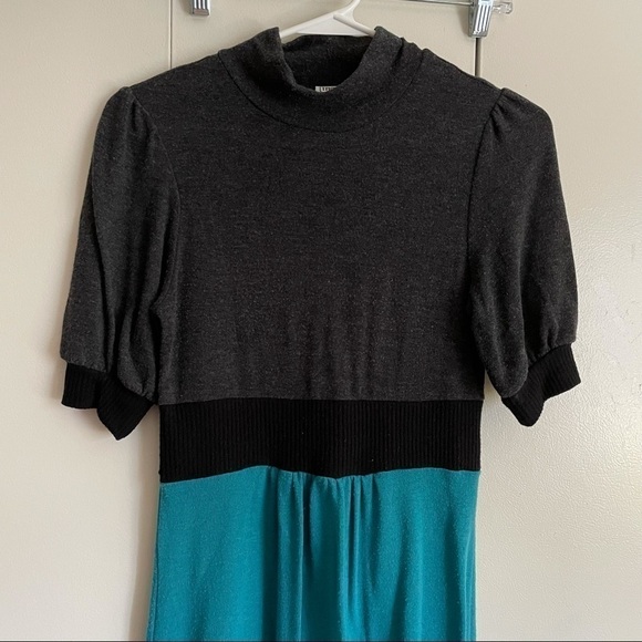 Mock Turtle Teal/Gray/Black Dress - Picture 2 of 4